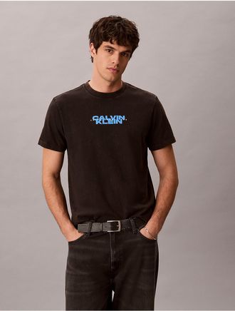 Calvin Klein Jeans Calvin Klein Mens Washed Compact Logo Graphic Classic T-Shirt - Black - XL