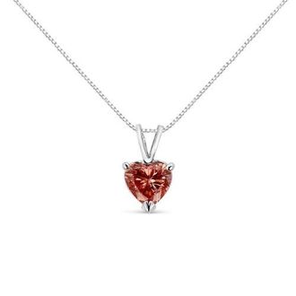 House of Brilliance IGI 14K White Gold Martini Set 1 Ct Lab Grown Pink Heart Diamond Pendant Necklace at Nordstrom