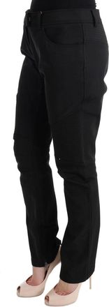 Ermanno Scervino Womens Black Cotton Slim Fit Casual Pants
