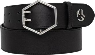 Karl Lagerfeld Brede Leren Riem - Dames - Accessoires - Zwart - Maat: 65 CM Leer