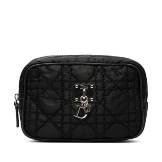 Dior Pre-owned Womens Nylon Cannage Charm Trousse Cosmetic Bag - Black Textile - One Size