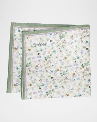 Eton Mens Micro-Floral Linen Pocket Square