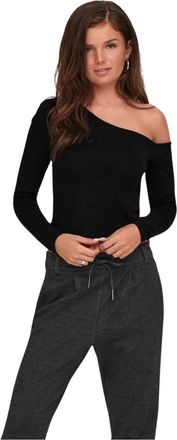 Only Only, Tops, Dames, Zwart, L, Liefde Lange Mouw Schouder Cut T-shirt Vrouwen