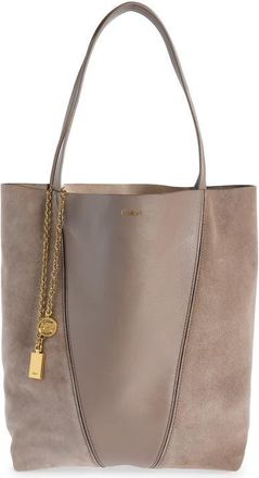 Chlo&eacute; Medium Spin Leather & Suede Tote in Twilight Purple at Nordstrom