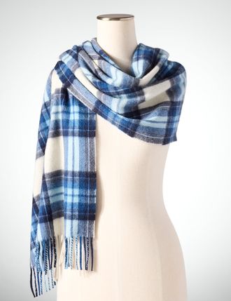 Talbots Cashmere Waterweave Scarf - Charming Plaid - Ivory - 001 Talbots