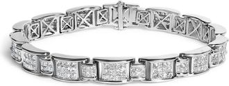 House of Brilliance 18K White Gold 5.0 Carat Princess Diamond Buckle Link Bracelet
