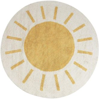 Beliani Tappeto in cotone rotondo &oslash; 140 cm per bambini con motivo decorativo Beige chiaro e giallo Baiker