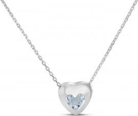Allurez Heart Aquamarine Bezel Pendant Necklace 14K White Gold (0.23ct)