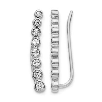 Diamond2Deal 14k White Gold 3/8 Ct Lab Grown Diamond Ear Climber