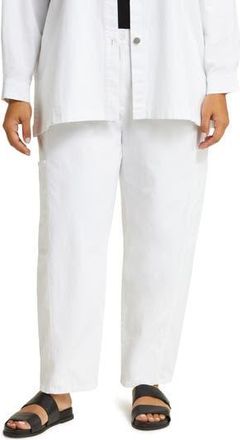 Eileen Fisher Stretch Organic Cotton & Hemp Ankle Lantern Cargo Pants in White at Nordstrom Rack, Size 1X