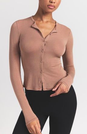 SKIMS Sheer Modal Blend Cardigan in Sienna at Nordstrom, Size X-Large Regular