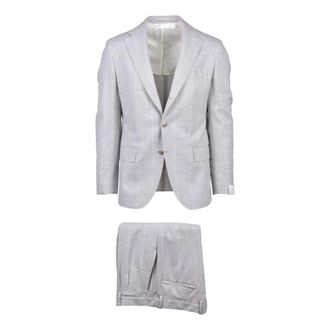 Eleventy Heren, Pakken, Grijs, Maat: M Wol