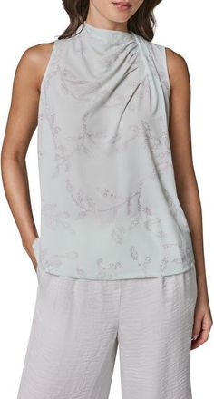 DKNY Hotfix Twist Drape Shoulder Sleeveless Top in Skylight at Nordstrom, Size X-Small