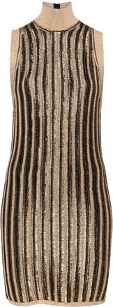 Tom Ford high-neck ribbed minidress - women - Metallic Fibre/Virgin Wool/Viscose - S - Black