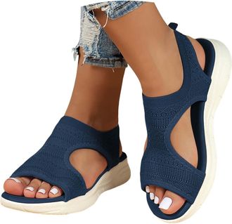 Generic Orthopedic Sandals Women Arch Support Sandals for Women Summer Slip on Ladies Wedge Walking Slip on Platform Shoes Casual Beach Slingback Comfy Slide 