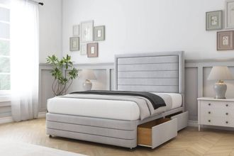 Sloomy Ashford Naples Divan Set 2 Drawers-54 Headboard-Footboard in Silver | Size: Small Double