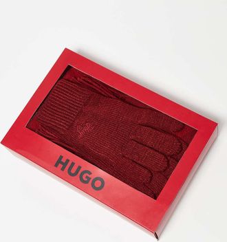 HUGO BOSS HUGO Red - Set di guanti e sciarpa rossi-Rosso