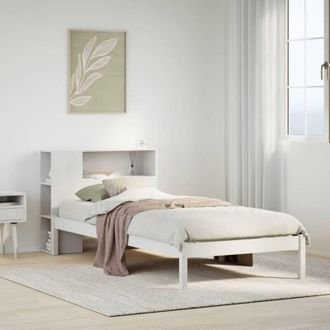 vidaXL Cama Con Estanter&iacute;a Sin Colch&oacute;n Madera Maciza Blanca 75x190 Cm Vidaxl