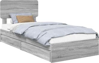 vidaXL Cama Con Almacenamiento Con Cabecera Gris Sonoma 90 X 200 Cm Vidaxl