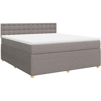 vidaXL Cama Box Spring Con Colch&oacute;n Tela Gris Taupe 180x200 Cm