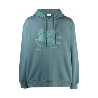 Etro Etro, Hoodies, male, Blue, Size: S Pegasus Logo Hoodie