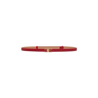 Elisabetta Franchi Smal riem - Dames - Riemen - Rood - XL - Leer - Accessoires