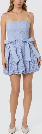 ASTR the Label Aislinn Eyelet Bubble Hem Minidress in Dusty Blue at Nordstrom, Size X-Small