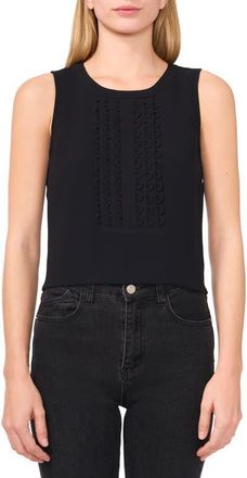 CeCe by Cynthia Steffe Scalloped Pintuck Pleat Sleeveless Crepe Top in Rich Black at Nordstrom, Size X-Large