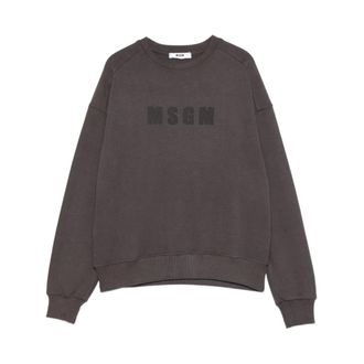 Msgm Crewneck Sweatshirt with Logo - male - MSGM - Kids Sweatshirts - Gray - 10 Y - Kids
