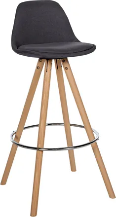 Clp Clp - Taburete De Bar Corbin De Tela Con Base De 4 Patas Redondas Gris Oscuro Natural