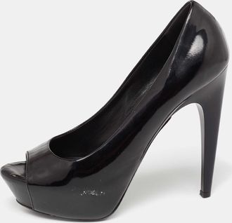 Giuseppe Zanotti Black Patent Leather Platform Peep Toe Pumps
