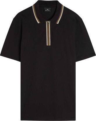 Paul Smith Striped-trim Stretch-cotton Polo Shirt - Black - XL