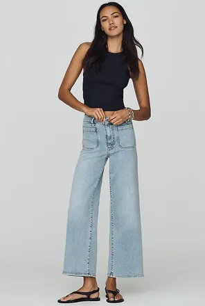 Frame Denim Pixie Le Slim High-Rise Wide-Leg Jeans
