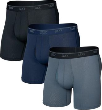 Saxx Quest Quick-Dry Mesh Boxer Brief Fly 3-Pack Kunstfaserunterw&auml;sche f&uuml;r Herren | blau