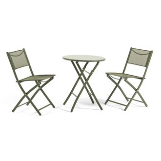 Siediti Fuori e Dentro Set de balc&oacute;n plegable verde con mesa redonda y 2 sillas