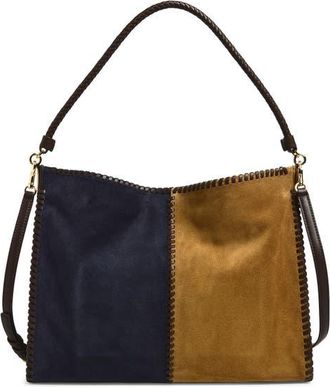 Veronica Beard Vida Colorblock Suede Hobo Bag in Cypress Multi at Nordstrom