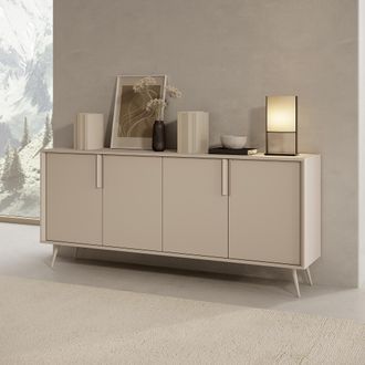 Dmora Alacena Harero, Aparador 4 Estantes, Con Patas, 8 Compartimentos, 110x40x78h Cm Blanco Crema