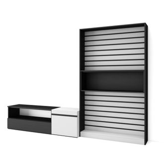 Skraut Home Skraut Home - Muebles De Sal&oacute;n Para Tv, Conjunto De Muebles Comedor, 260x186x35cm, Para Tv Hasta 65, Mueble Televisi&oacute;n, Estilo Moderno, Blanco Y Negro