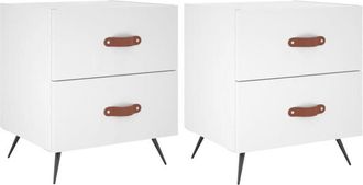 vidaXL Mesitas de noche 2 uds madera ingeniería blanco 40x35x47,5 cm vidaXL