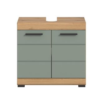 Calicosy Mueble bajo lavabo de 2 puertas con efecto roble y salvia a60 cm