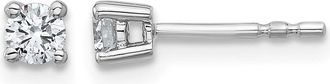 Diamond2Deal 1/4 ct Round Cut Lab Grown Diamond 4 Prong Stud Earrings 14k Gold VS, D-E Color