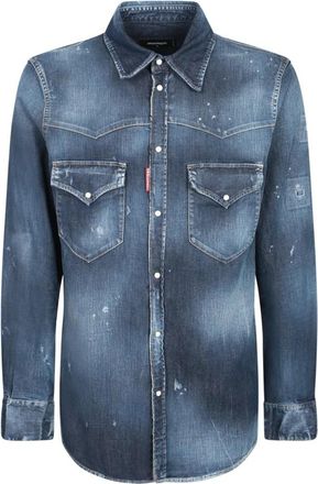 Dsquared2 Denim Overhemd - Heren - Spijkeroverhemden - Blauw - XL - Denim - Overhemden