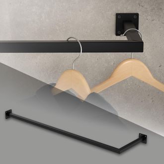 ML Design Perchero De Pared 110 X 30 Cm Negro De Acero Inoxidable En Forma De L Para Vestidor Barra De Almacenamiento De Esquina Perchero Para Ropa O Utensilios