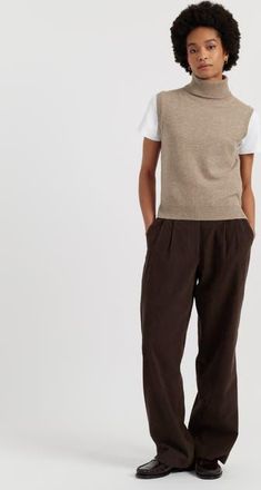 Chinti and Parker Wool-Cashmere High-Neck Tank in Warm Oatmeal at Nordstrom, Size X-Small