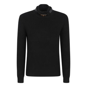 Elisabetta Franchi Zwarte Trui met Opstaande Kraag - Dames - Coltruien - Zwart - 2XL - Wol - Truien & Vesten