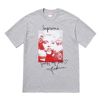SUPREME FW18 Madonna Tee Heather Grey Printing Short Sleeve Unisex Gray SUP-FW18-004