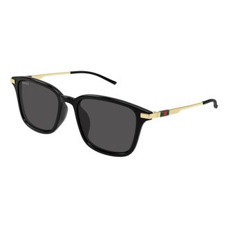 Gucci Vierkante zonnebril met lage neusbrug pasvorm - Heren - Zonnebrillen - Zwart - 55 MM - Accessoires