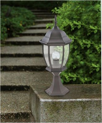 Trade Shop Trade Shop - Lampione Da Giardino 48cm Lanterna In Vetro E27 Luce Da Esterno Alluminio Es45 - Grey
