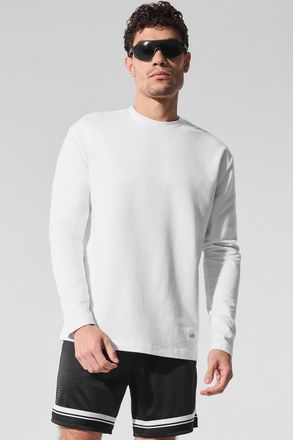 Alo | Double Take Long Sleeve Crewneck Top in White, Size: Medium