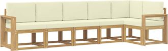 vidaXL Conjunto De Sof&aacute;s De Exterior 6 Uds. Blanco Y Crema Poli&eacute;ster Vidaxl